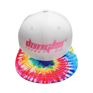 WHITE/ TIE DYE BILL PINK LOGO