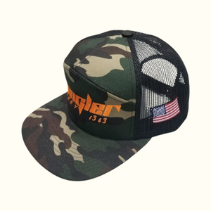 CAMO/ ORANGE OLD ENGLISH LOGO/ US FLAG LEFT SIDE