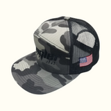 GREY CAMO/ BLACK LOGO/ US FLAG LEFT SIDE