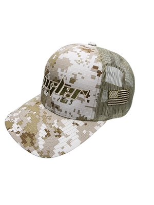 TAN DIGITAL CAMO/GREEN MESH BACK WITH US FLAG