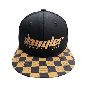 BLACK-BLACK & TANISH GOLD CHECKED BILL WHITE TANISH GOLD LOGO