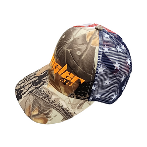 MOSSY OAK FRONT-US FLAG MESH-ORANGE LOGO