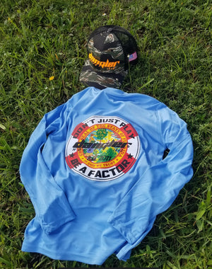 BLUE PERFORMANCE SHIRT/ DON'T JUST PLAY BE A FACTOR FLORIDA FLAG