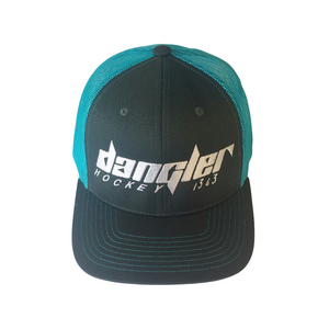 DARK GREY/AQUA BLUE MESH BACK WHITE LOGO