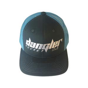 DARK GREY/AQUA BLUE MESH BACK WHITE LOGO