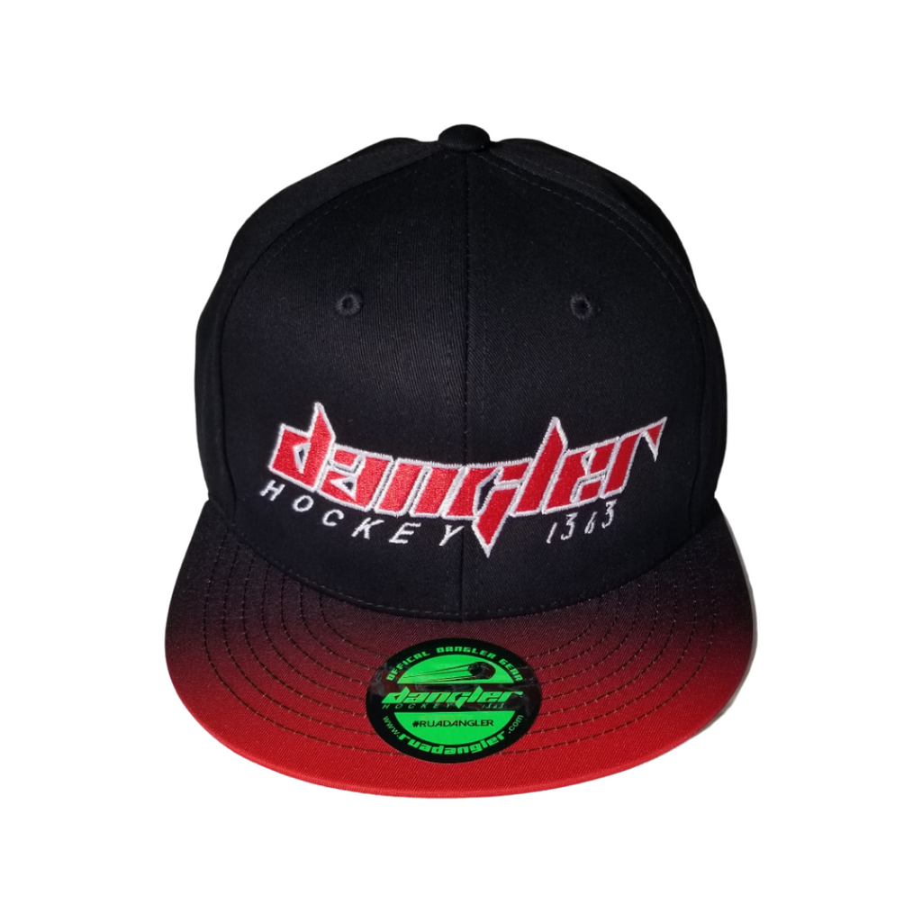 BLACK-RED FADE TO BLACK BILL-WHITE OUTLINE RED LOGO